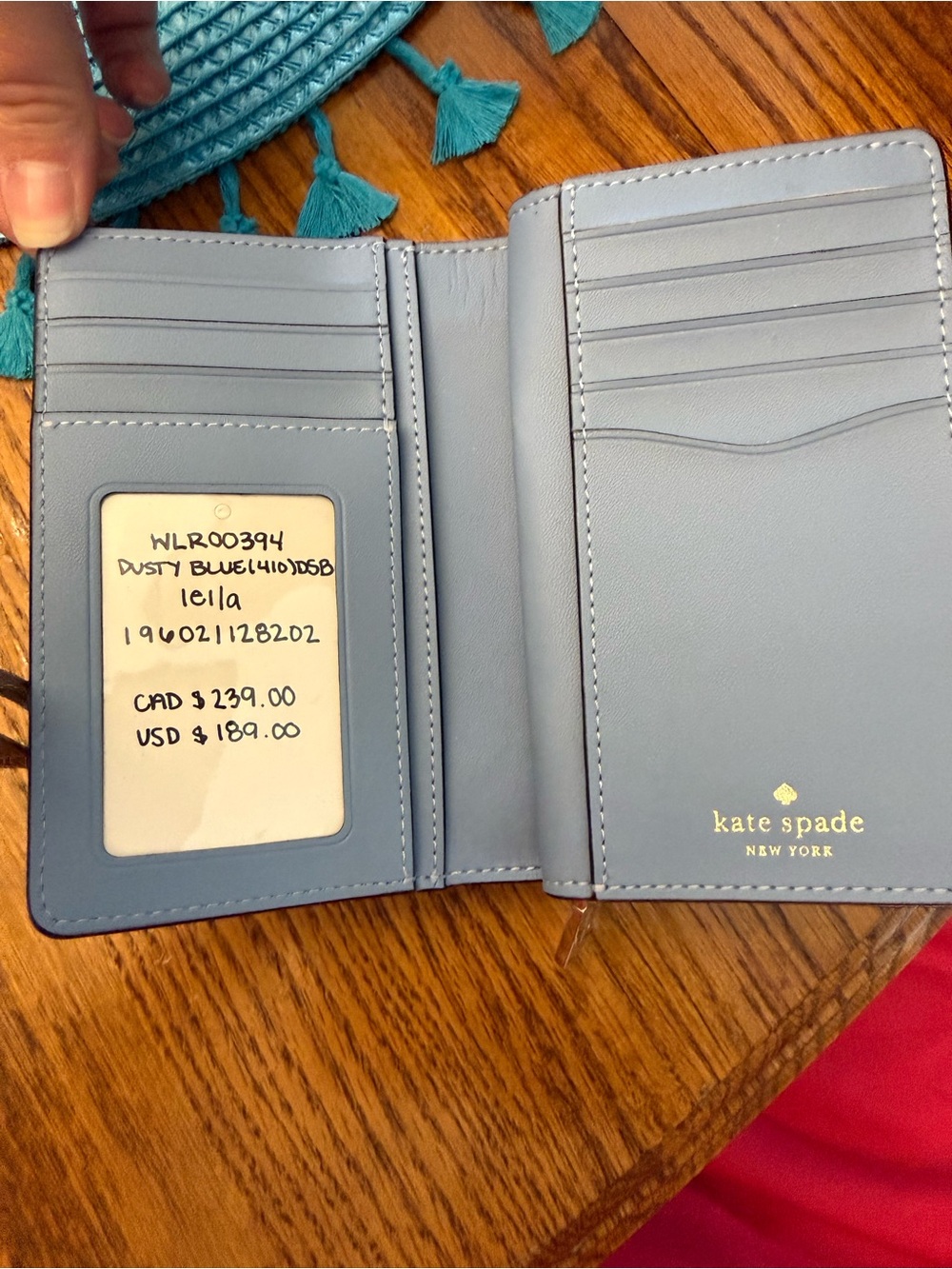 Kate SpadeNew York Pebbled Leather Wallet in dusty blue - Picture 3 of 4